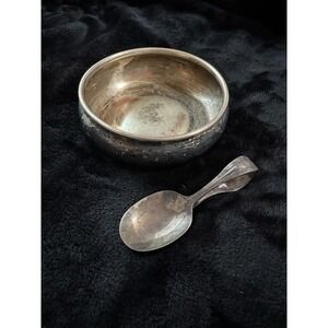 Vintage King Edward Silver Plated Copper Baby Bowl & Community Baby Spoon Set